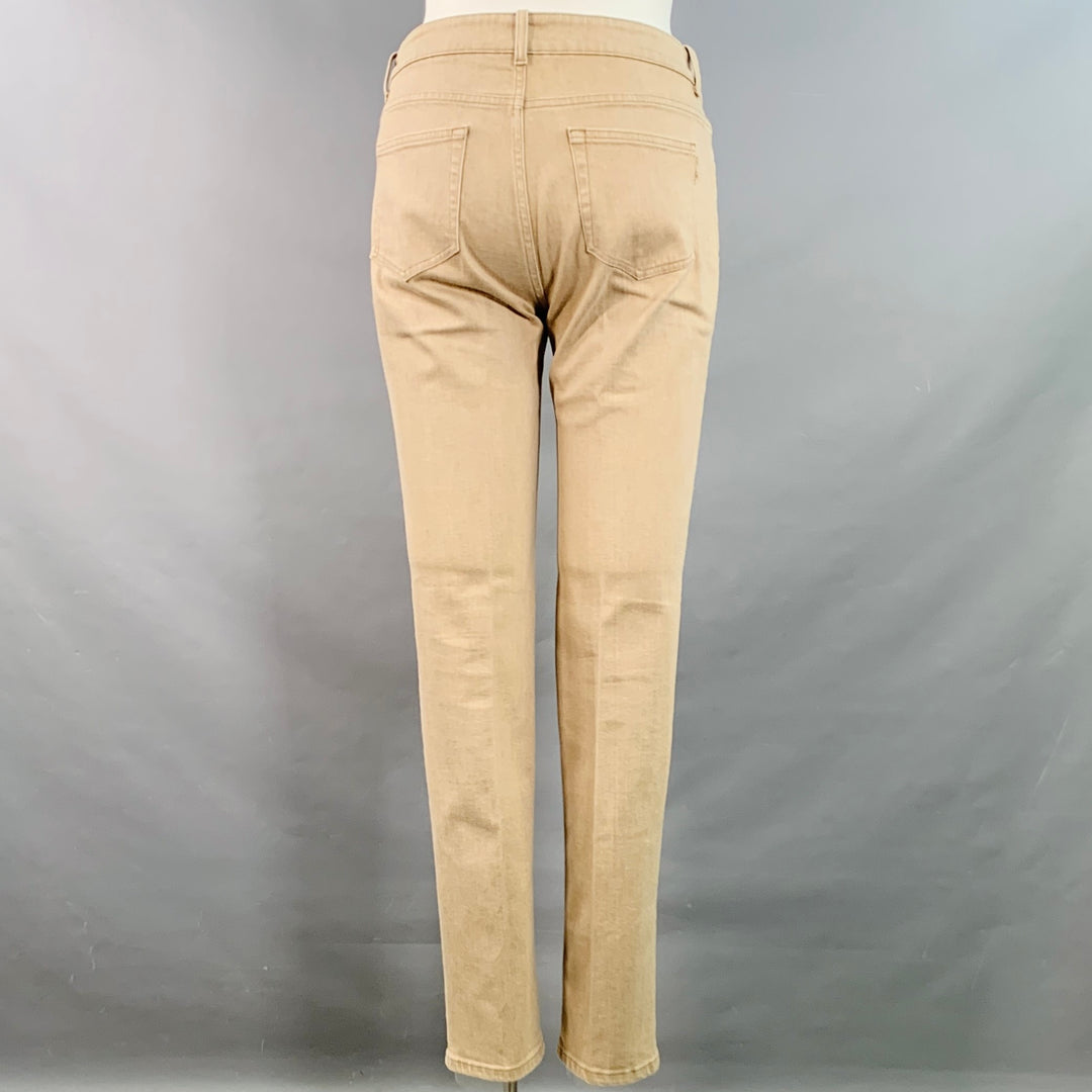 LORO PIANA Size 12 Beige Cotton Blend Twill Tapered Casual Pants