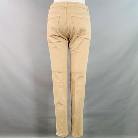 LORO PIANA Size 12 Beige Cotton Blend Twill Tapered Casual Pants