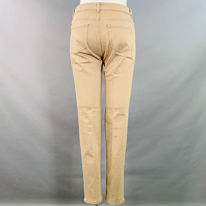 LORO PIANA Size 12 Beige Cotton Blend Twill Tapered Casual Pants