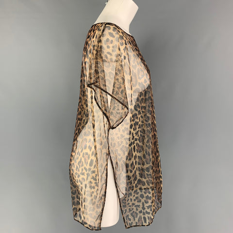 LA PERLA Size M Black Brown Polyamide Animal Print Boat Neck Casual Top