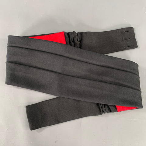 BRENDA KETT Black Red Pleated Silk Cummerbund