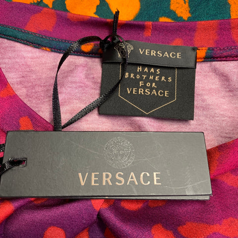 VERSACE Size XXXL Orange Pink Animal Print Cotton Short Sleeve T-shirt
