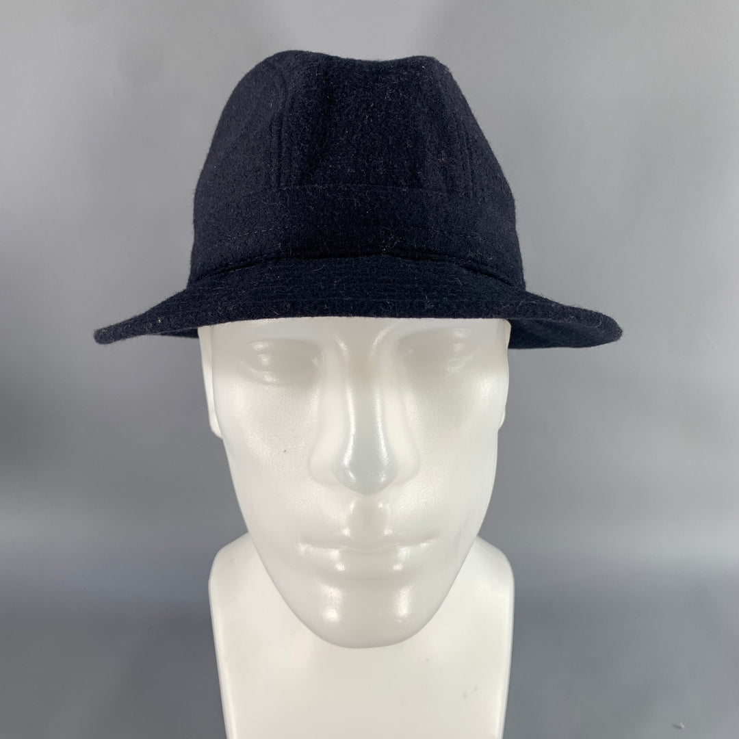 SAXONY LOOK Size L Navy Indigo Solid Wool Blend Hats