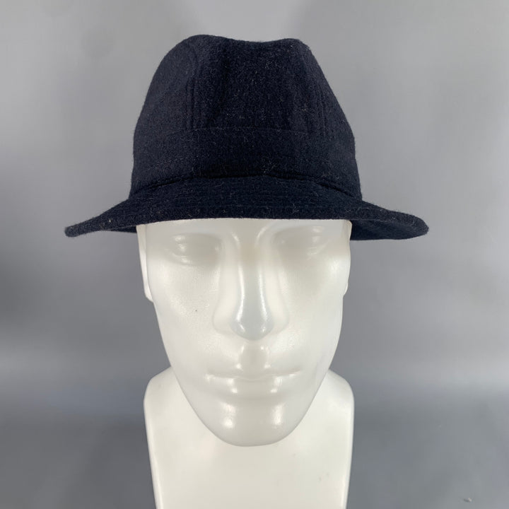 SAXONY LOOK Size L Navy Indigo Solid Wool Blend Hats