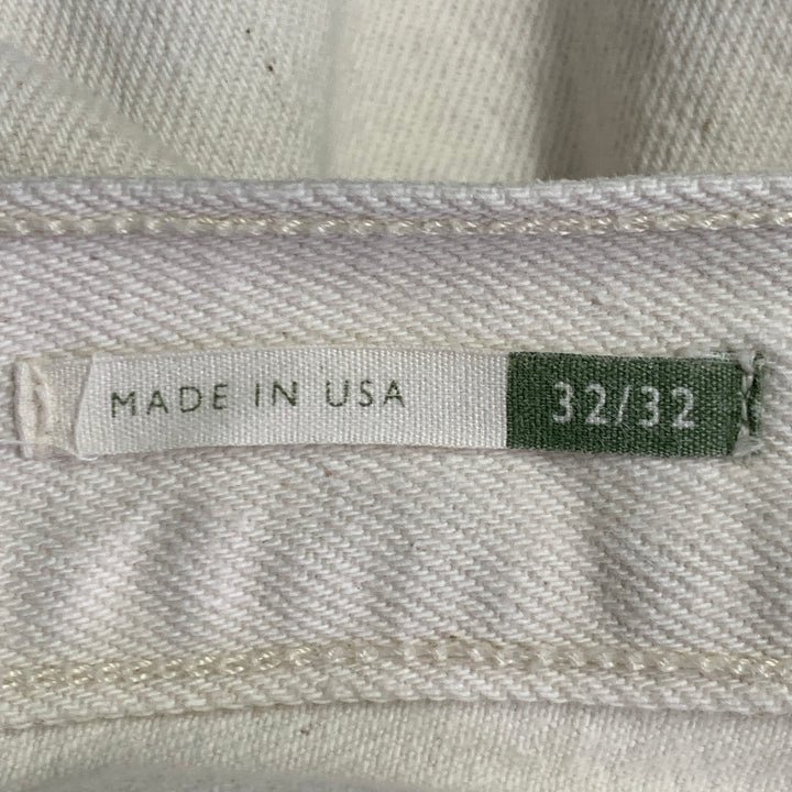 SID MASHBURN Size 32 Cream Twill Cotton Slim Tapered Button Fly Jeans