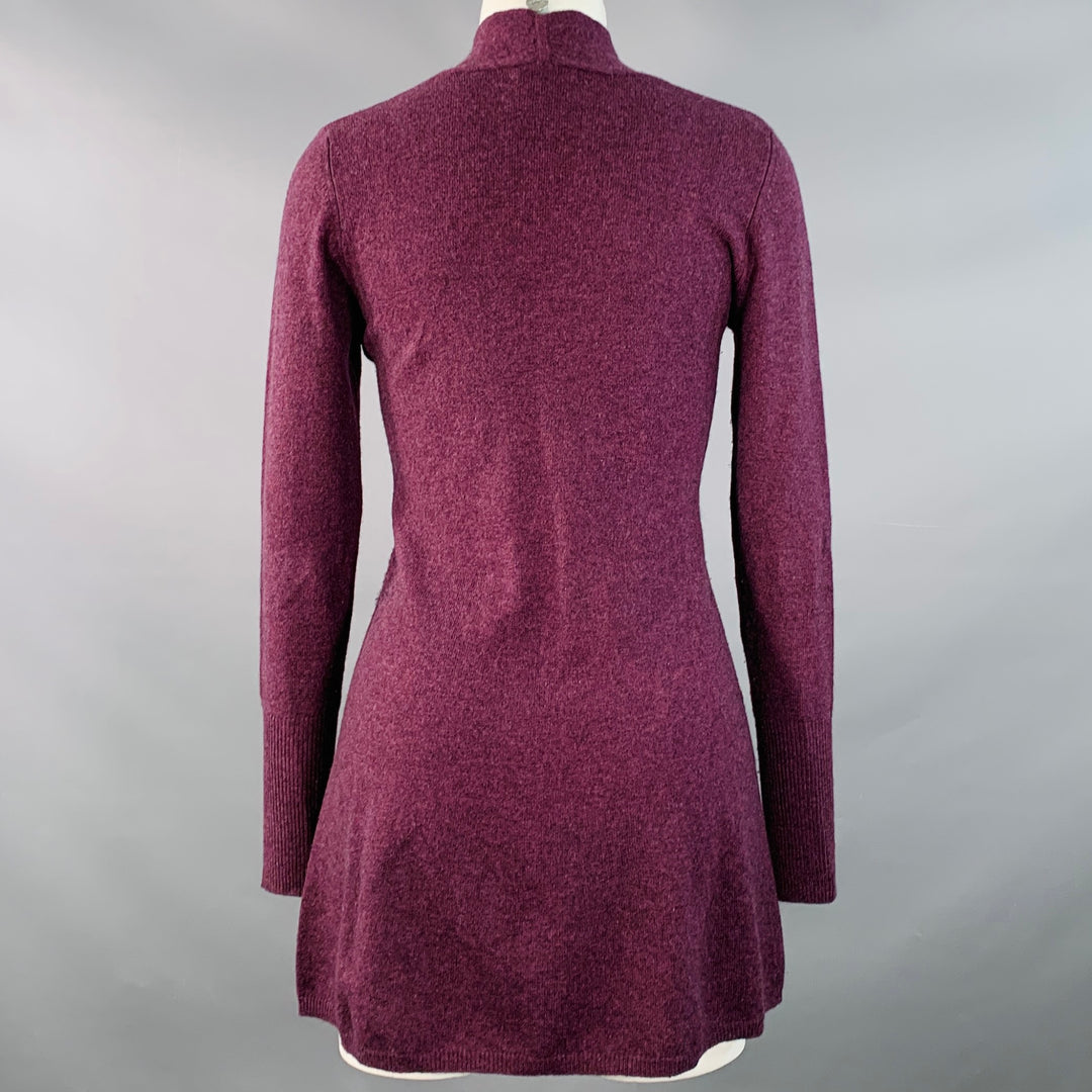 FORTE Size XS Purple Maroon Melange Cashmere V-Neck Mini Sweater Dress