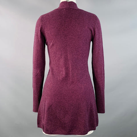 FORTE Size XS Purple Maroon Melange Cashmere V-Neck Mini Sweater Dress
