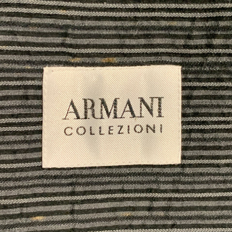 ARMANI COLLEZIONI Size S Grey Black Seersucker Stripe Cotton Blend Long Sleeve Shirt