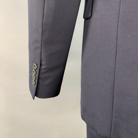 BURBERRY LONDON Size 38 Navy Wool Notch Lapel Flat Front Suit