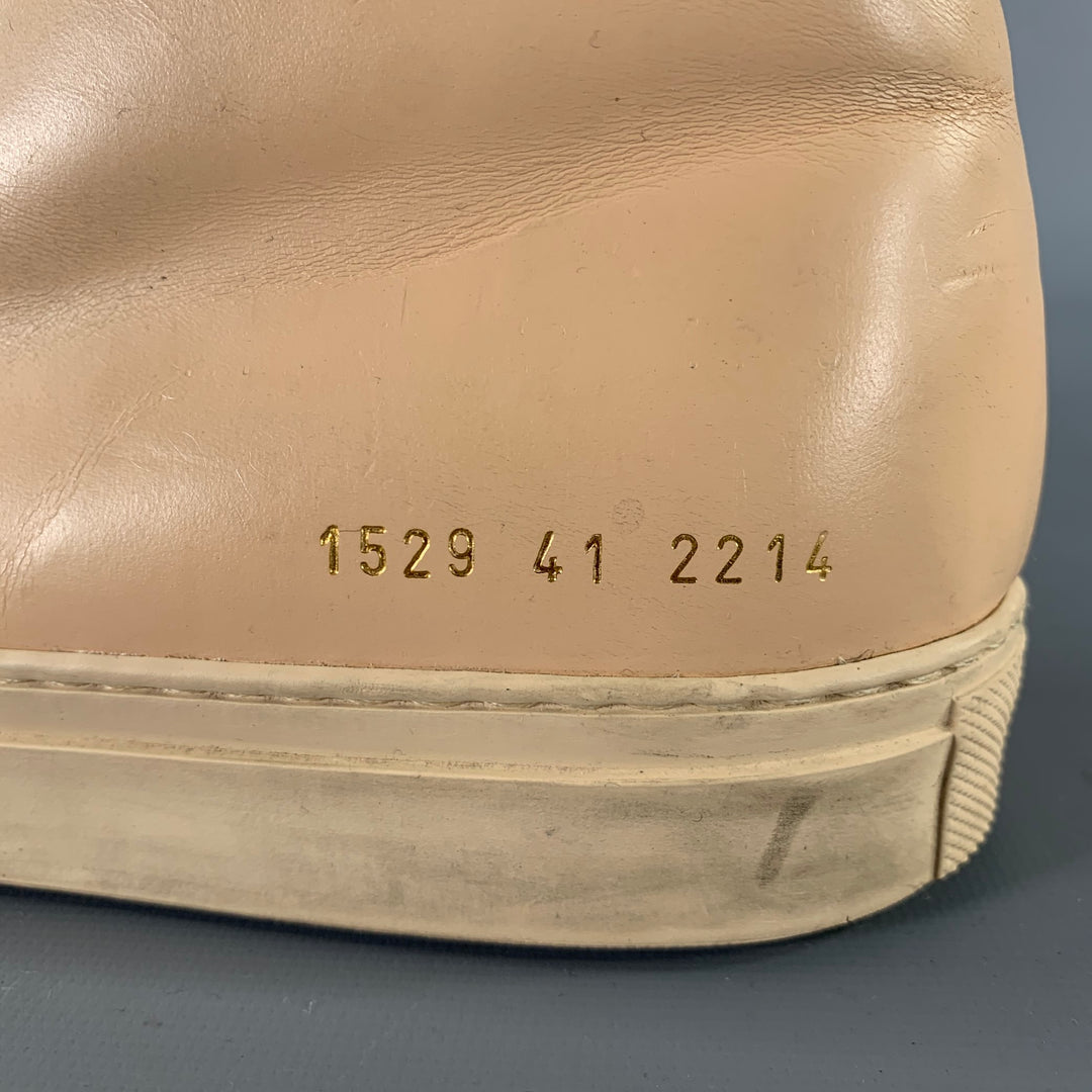COMMON PROJECTS Size 8 Peach Leather High Top Sneakers