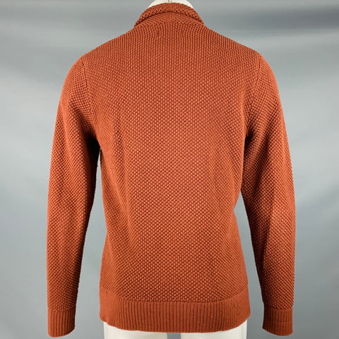 TAYLOR STITCH Size M Orange Rust Knit Cotton Shawl Collar Cardigan