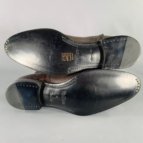Bottes à fermeture éclair latérale en cuir grainé marron MR.HARE taille 11
