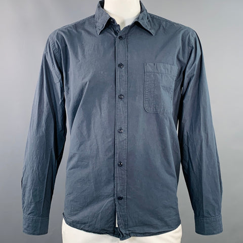 MERZ B. SCHWANEN Size XL Grey Charcoal Cotton One Pocket Long Sleeve Shirt