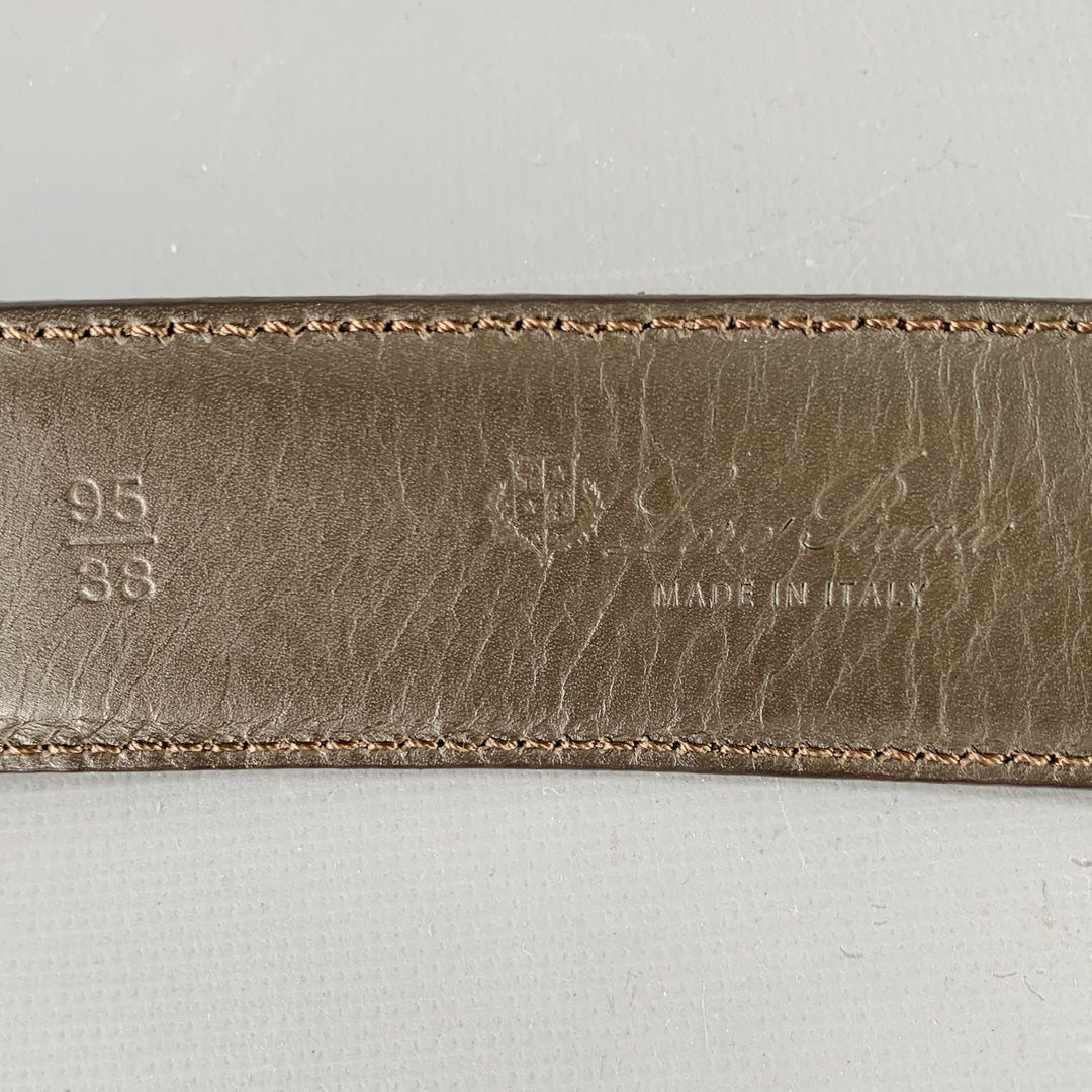 LORO PIANA Size 38 Dark Brown Silver Suede Belt
