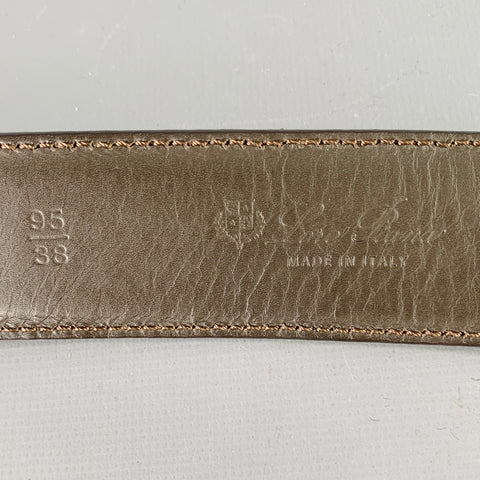 LORO PIANA Size 38 Dark Brown Silver Suede Belt