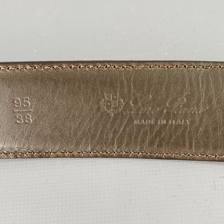 LORO PIANA Size 38 Dark Brown Silver Suede Belt