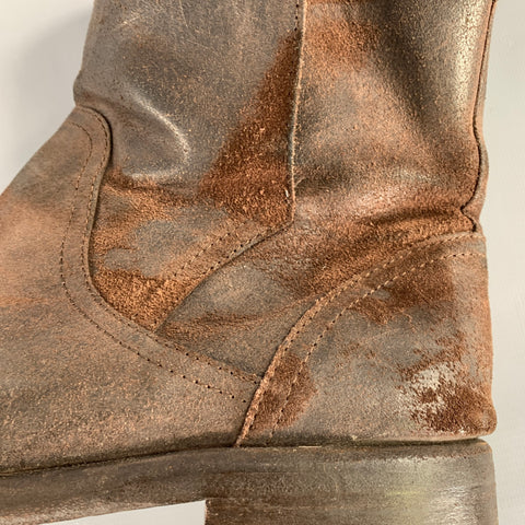 DOLCE & GABBANA Size 10.5 Brown Distressed Roughout Leather Boots