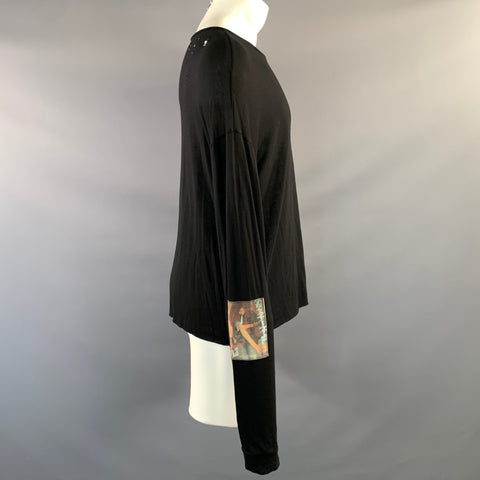 ENFANTS RICHES DEPRIMES M Black Patches Modal Blend Scoop Neck Pullover