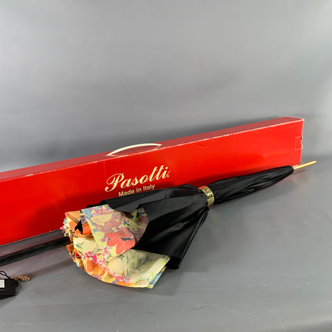 PASSOTI Black Multi Color Floral Umbrella