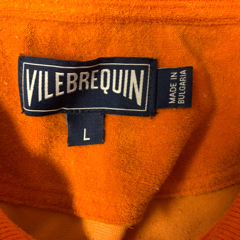 VILEBREQUIN Size L Orange Embroidery Cotton Polyamide Pointed Collar Polo
