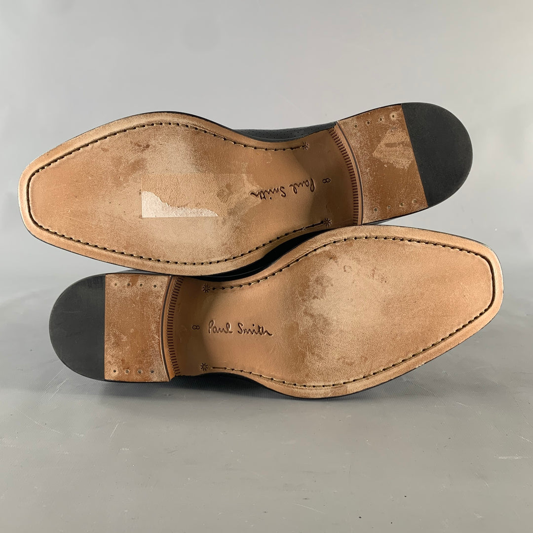 PAUL SMITH Size 9 Black Perforated Leather Ankle Boots