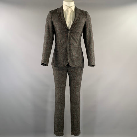 J.LINDEBERG Chest Size 44 Grey Black/red Tartan Wool Peak Lapel 30 31 Suit