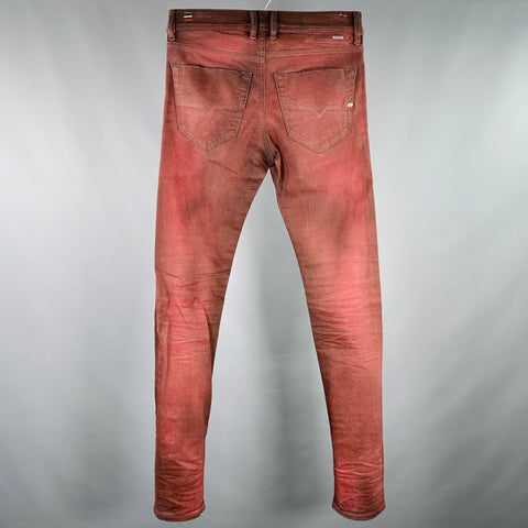 DIESEL Size 27 Tepphar Red Cotton Blend Carrot Tapered Slim Distressed Jeans