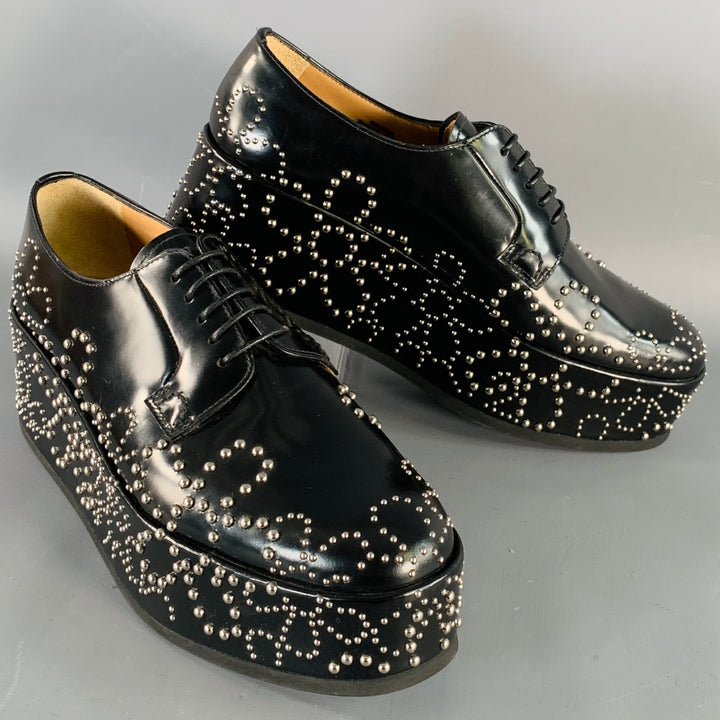 NOIR KEI NINOMIYA x CHURCH'S Size 8.5 Shannon 22 Black Floral Studded Platform Lace-up Shoes