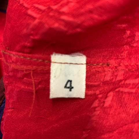 GEOFFREY BEENE Size 4 Red Stripe Wrinkled Casual Top