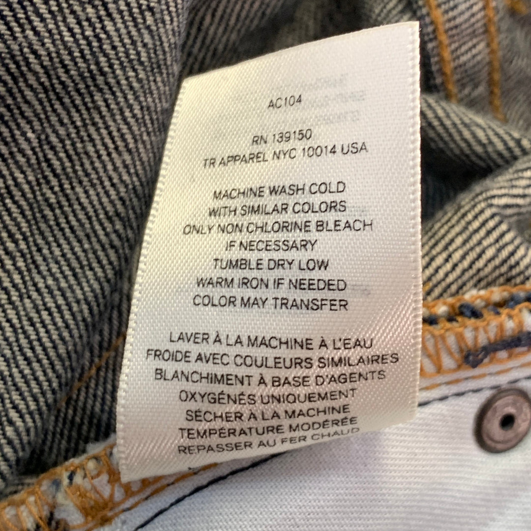 THE ROW Size 12 Blue Indigo Cotton Twill Contrast Stitch Tapered Selvedge Jeans