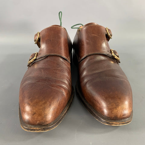 JOHN LOBB Size 9 Brown Leather Monk Strap Loafers