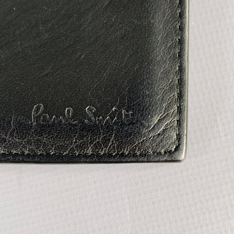 PAUL SMITH Black Red Contrast Stitch Leather Cardholder Wallet