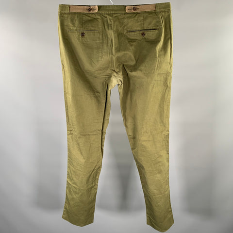 MAISON MARGIELA Size 36 Green Olive Twill Cotton Linen Straight Casual Pants