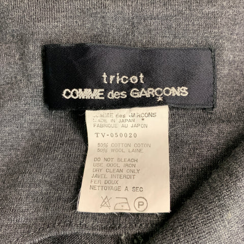 COMME des GARCONS Taille S Gilet Dos Ouvert en Laine de Coton Gris