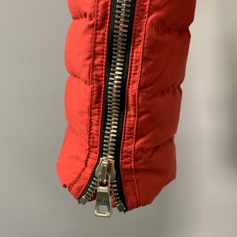BALMAIN Size S Red Brick Cotton Polyamide Quilted Jacket