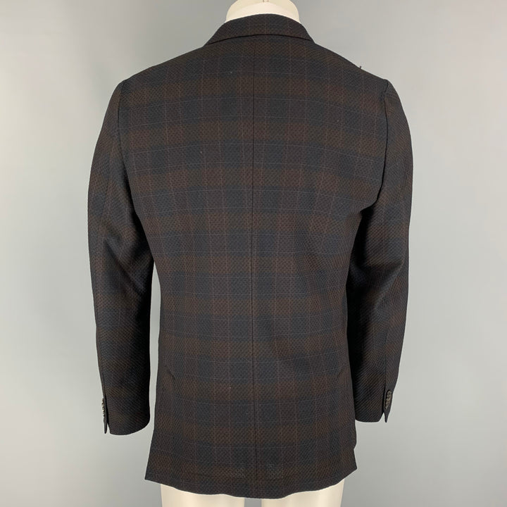 PAUL SMITH Soho Fit Size 40 Regular Brown & Navy Plaid Wool Notch Lapel Sport Coat