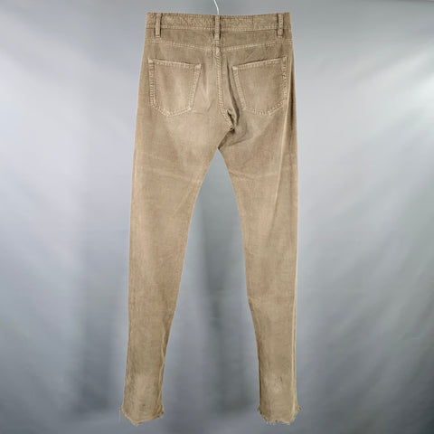 DRKSHDW Size 30 Taupe Corduroy Cotton Straight Distressed Raw Edge Jeans