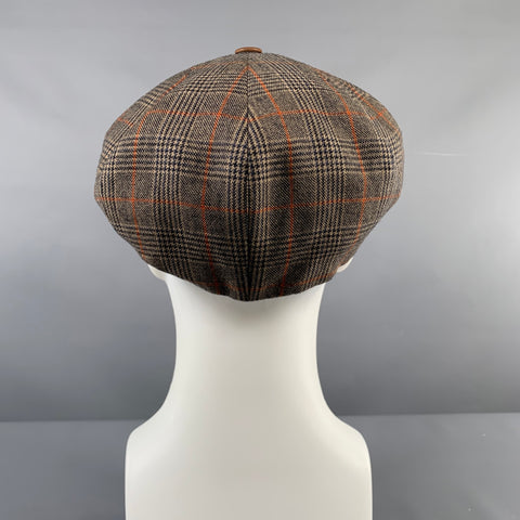BORSALINO Size XL Beige Brown Glenplaid Wool Hats