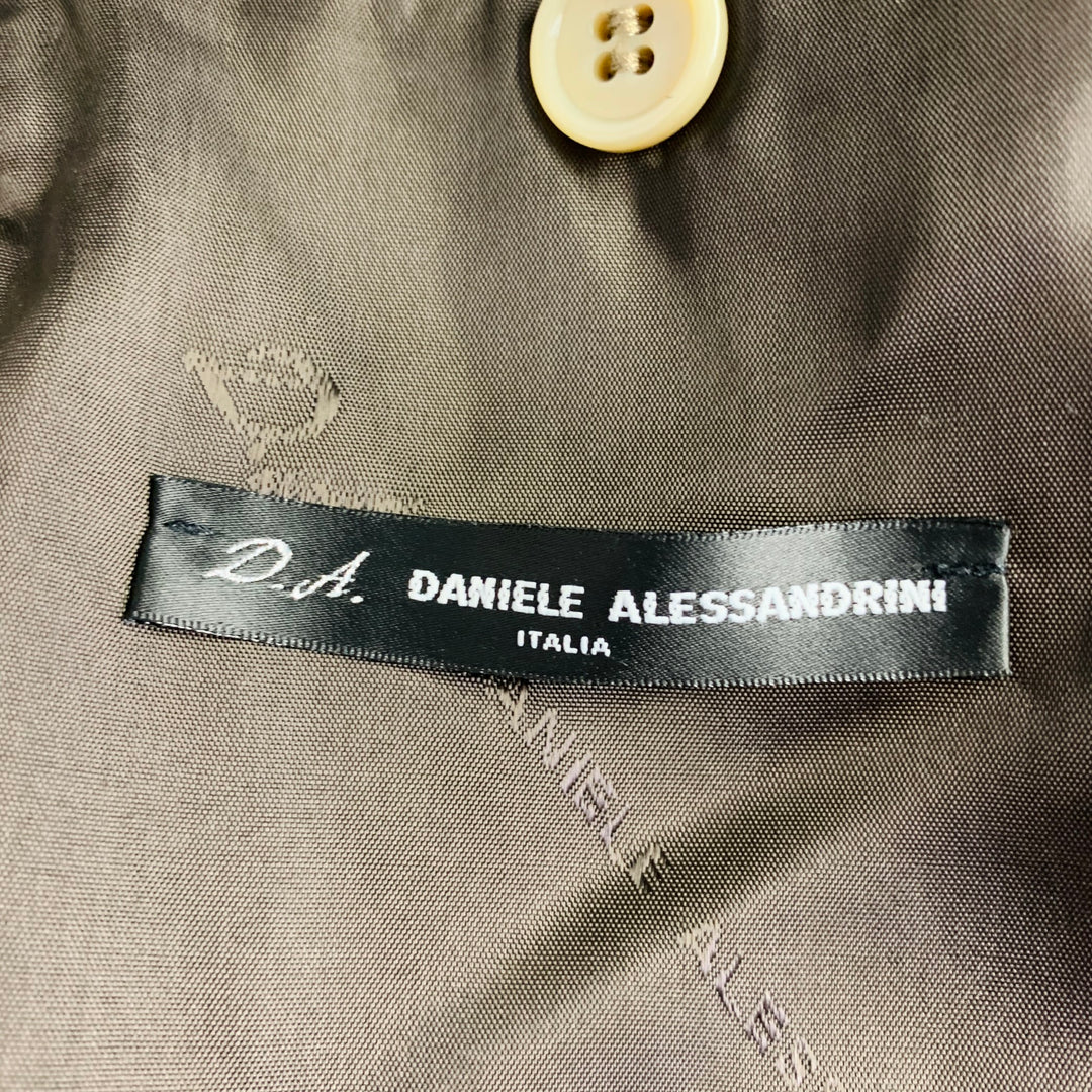 DANIELE ALESSANDRINI Size 38 Khaki Satin Double Breasted Belted Jacket