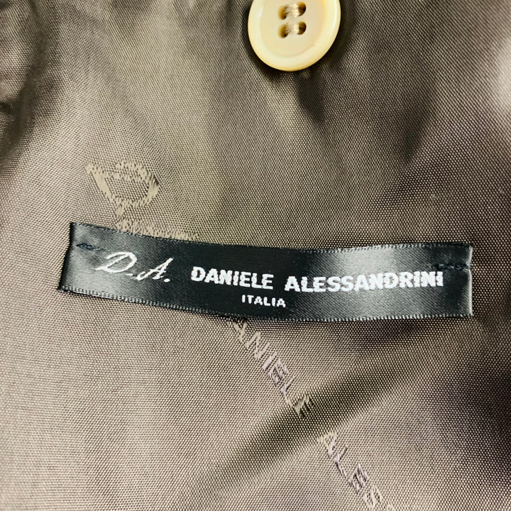 DANIELE ALESSANDRINI Size 38 Khaki Satin Double Breasted Belted Jacket