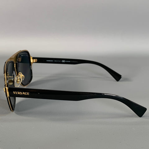 VERSACE Black Gold Solid Sunglasses
