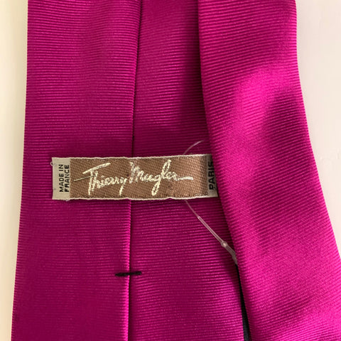 THIERRY MUGLER Black Fuchsia Stripe Silk Tie