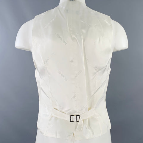 CARLO PIGNATELLI Size 38 Cream Acetate Silk Textured Vest