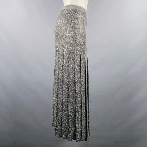 MICHAEL KORS COLLECTION Size 2 Grey Silk Sequined Pleated Dress Pants