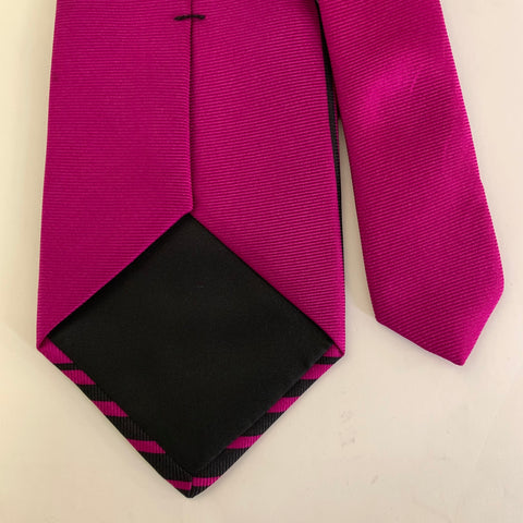 THIERRY MUGLER Black Fuchsia Stripe Silk Tie