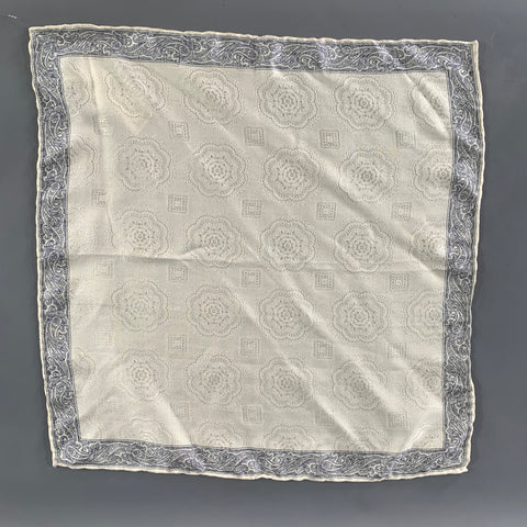 NO BRAND Cream Navy Paisley Silk Pocket Square