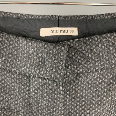 MIU MIU Pantalon habillé en laine pied-de-poule gris taille 2