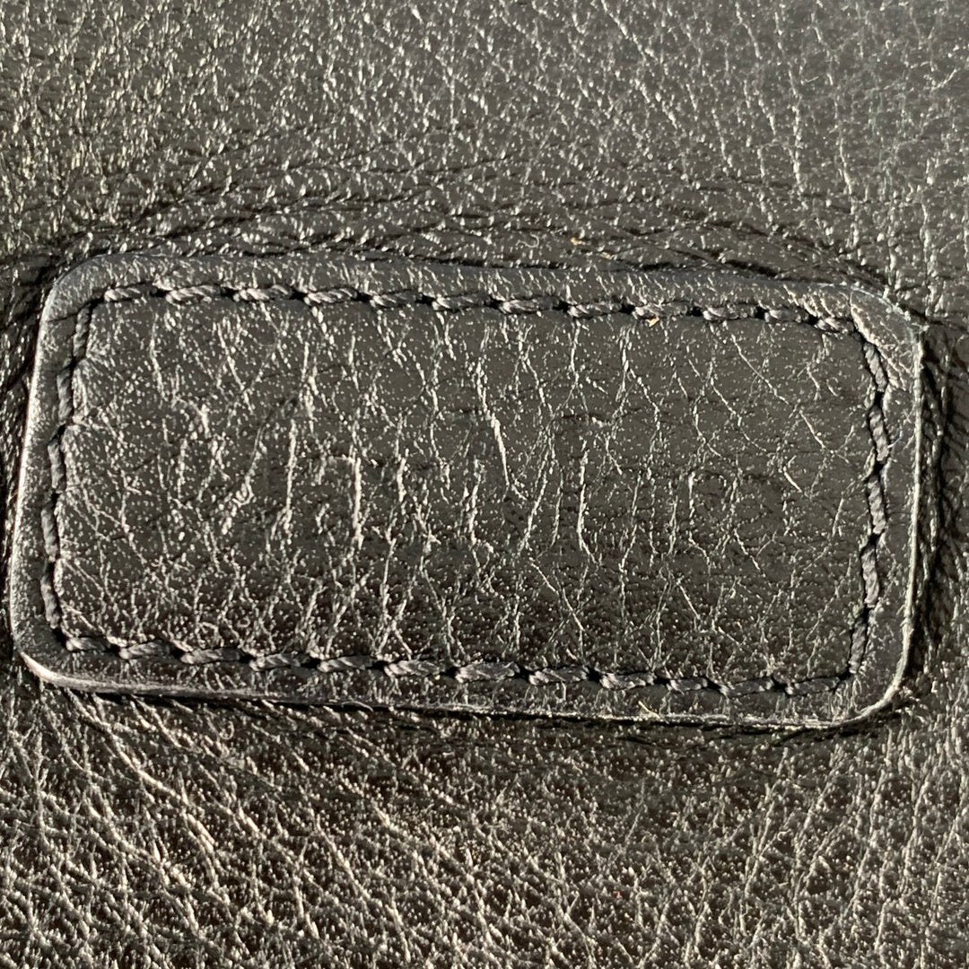 MAX MARA Black Leather Tote Top Handles Zip Handbag