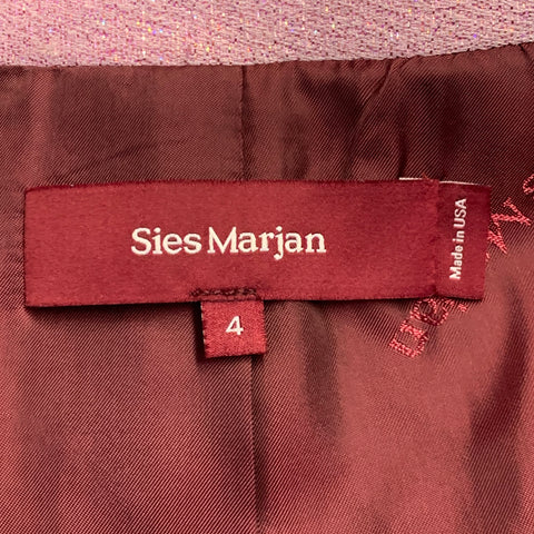 SIES MARJAN Size 4 Pink Polyester Blend Metallic Notch Lapel Jacket Blazer