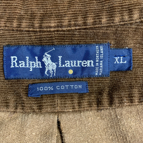 RALPH LAUREN Size XL Brown Corduroy Cotton Button Down Long Sleeve Shirt